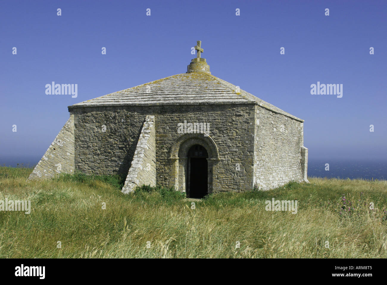 St Aldeheims Charch at St Albans Head on the Dorset Coastline Purbeck England UK Stock Photo