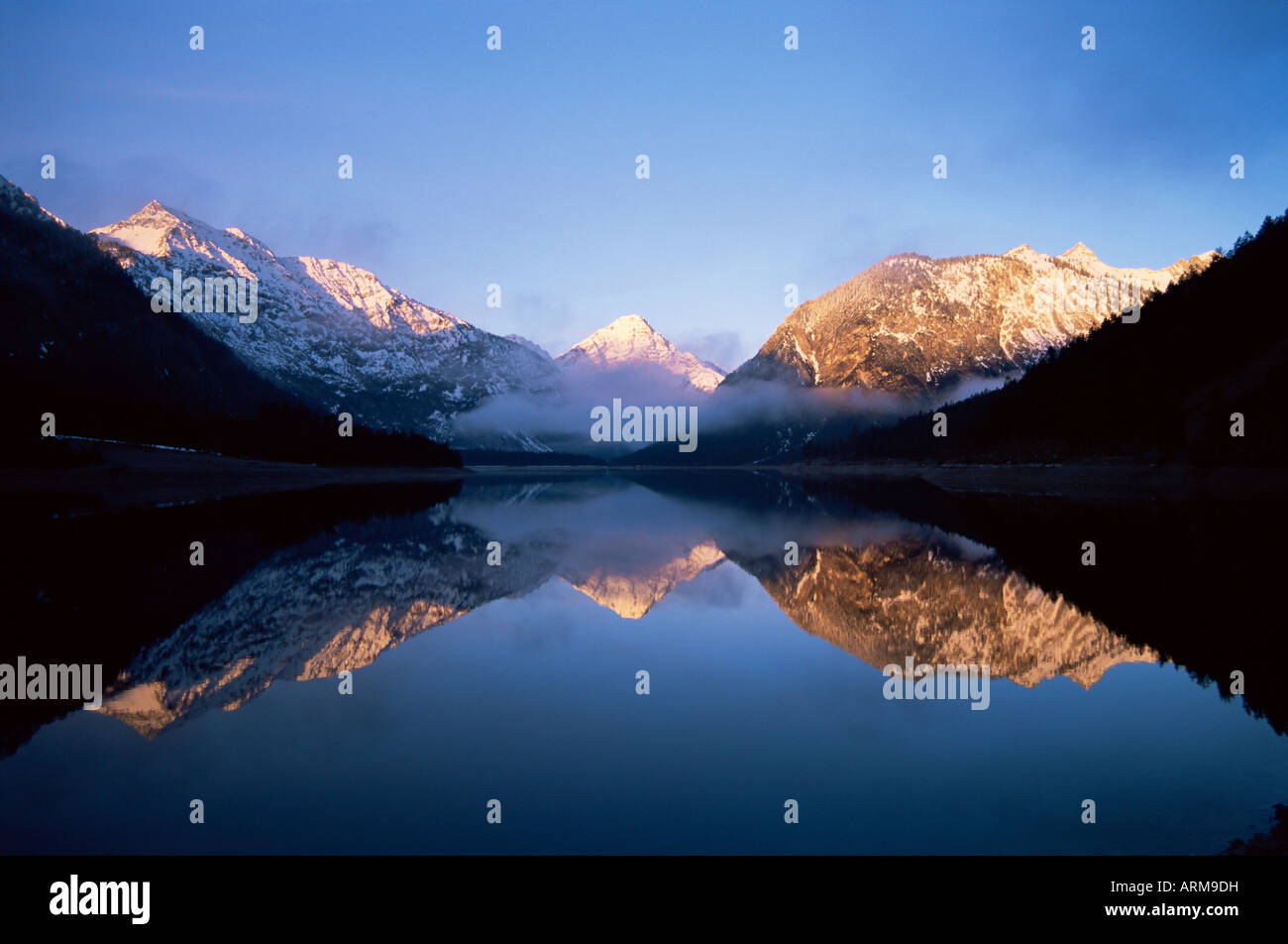 Thaneller from Plansee at dawn, Tyrol (Tirol), Austria, Europe Stock Photo
