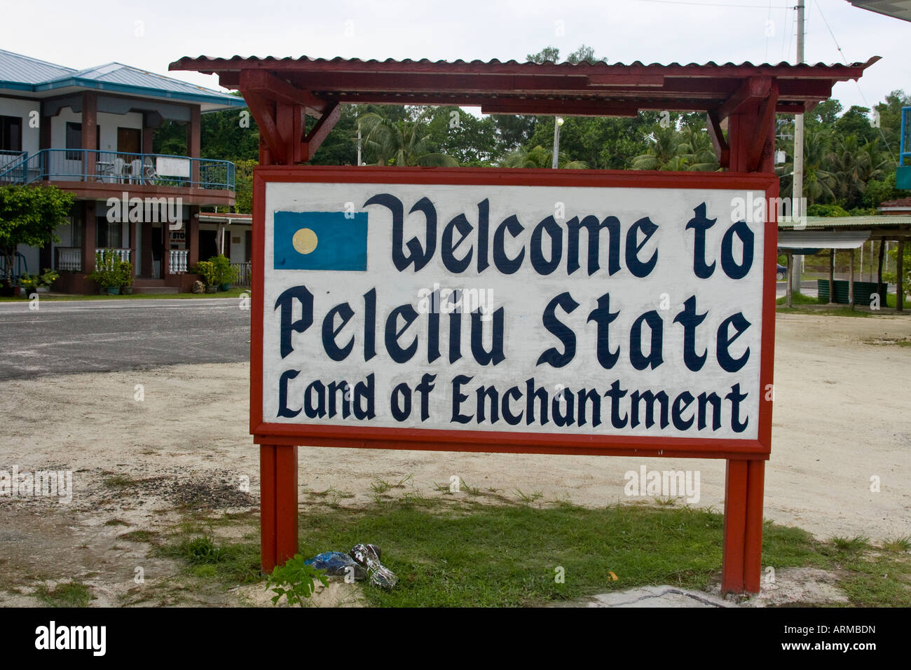 to Peleliu Island Sign Stock Photo Alamy