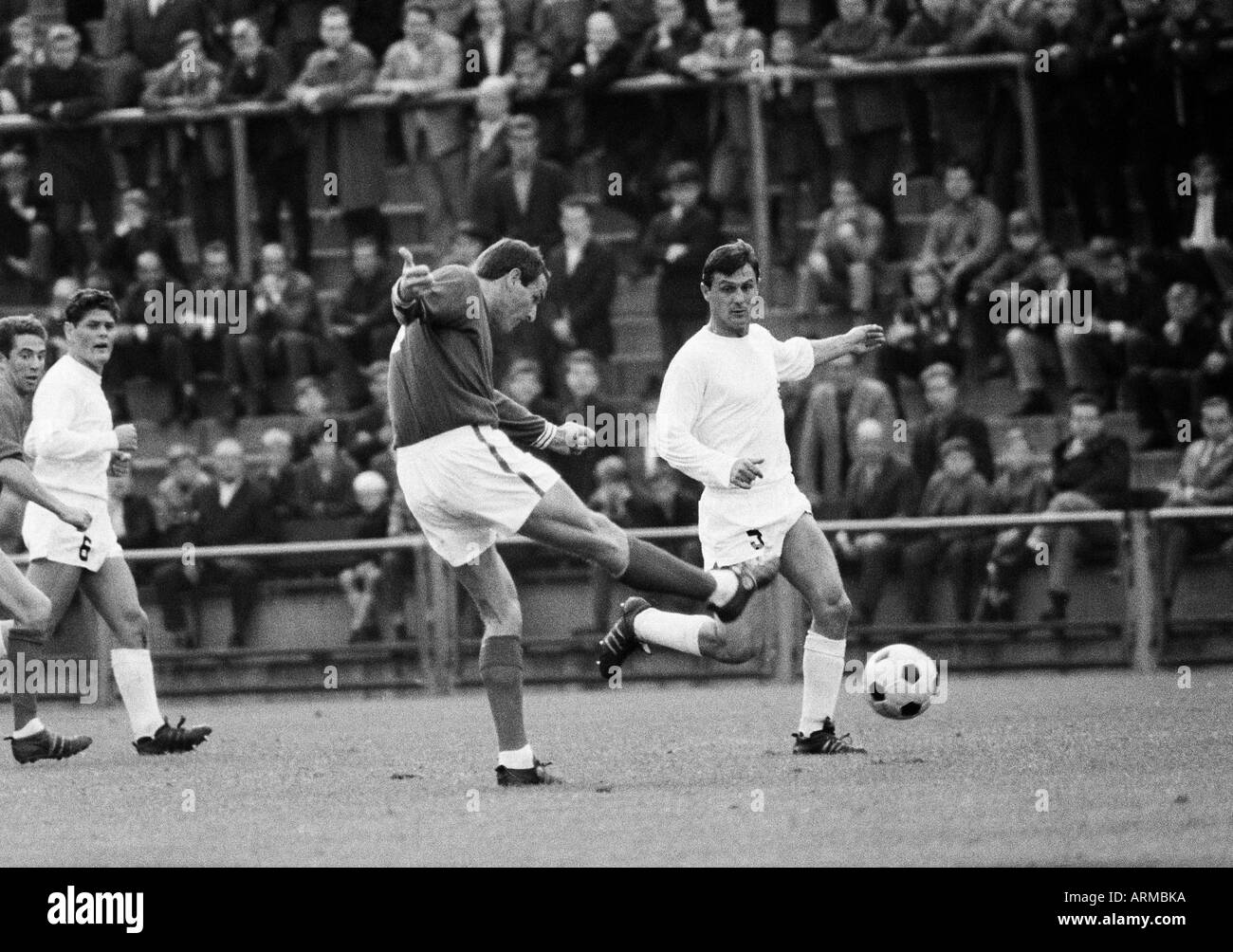 football, friendly game, 1966, Boekelberg Stadium in Moenchengladbach
