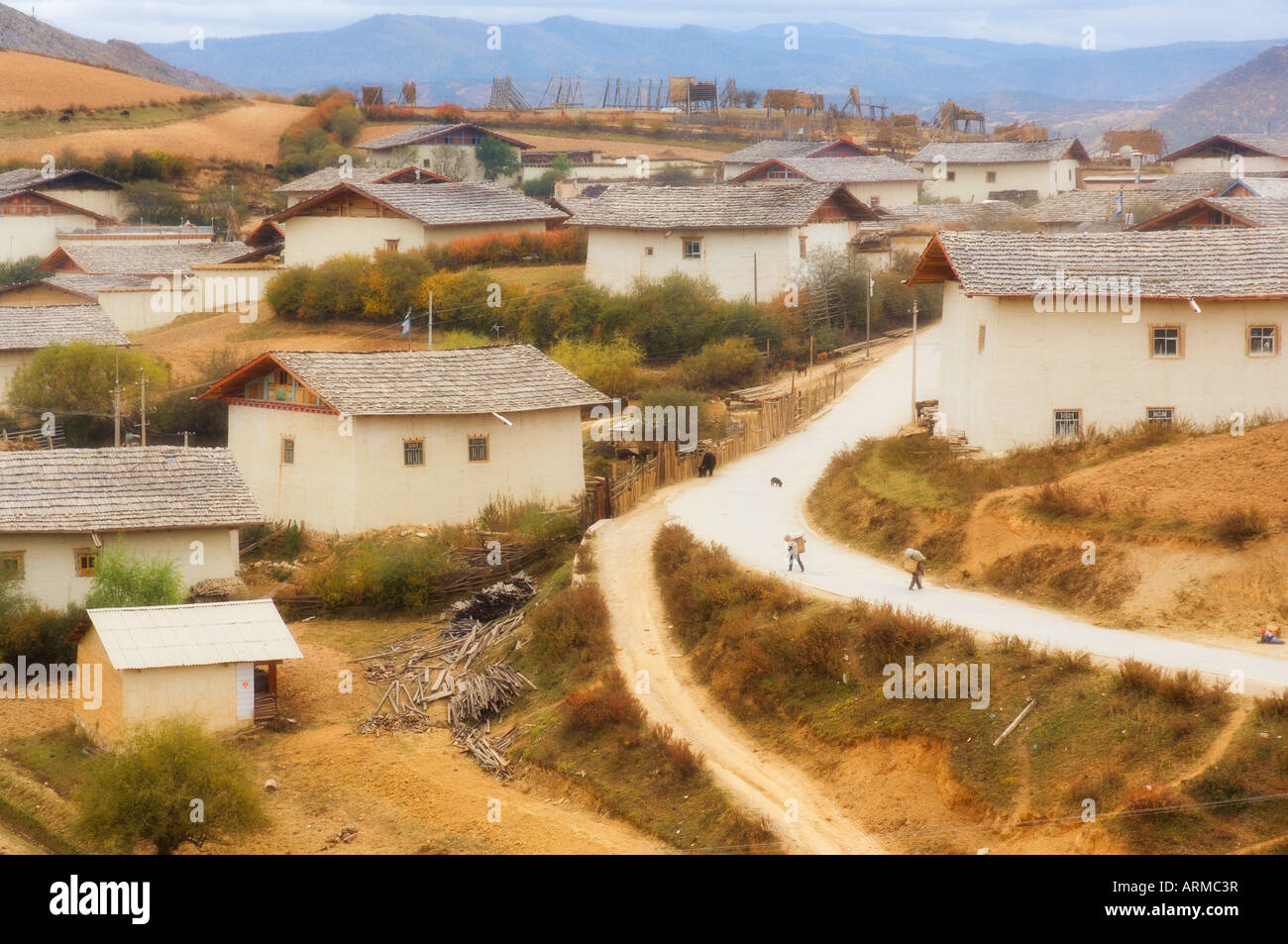 Houses, ShangriLa (Zhongdian), Yunnan Province, China, Asia Stock