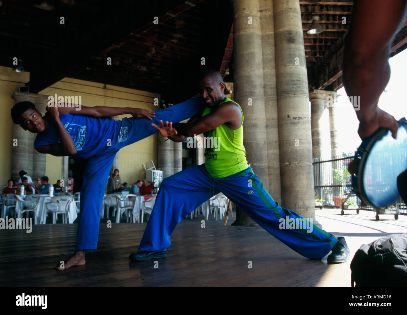 Capoeira fighting dance art display in Salvador Brazil. Stock Photo