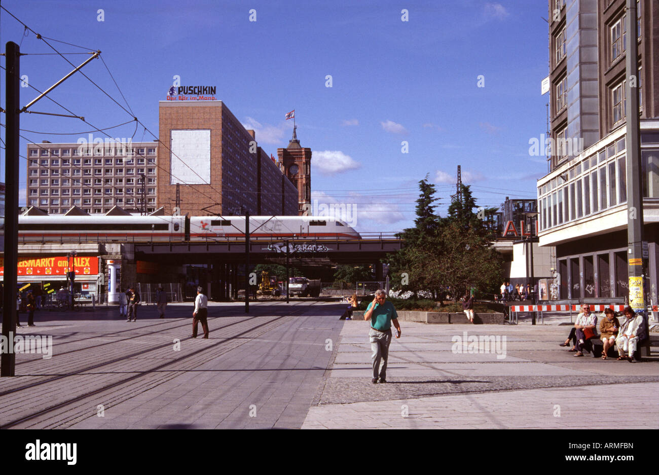 ICE train at Alexanderplatz Berlin Stock Photo Alamy