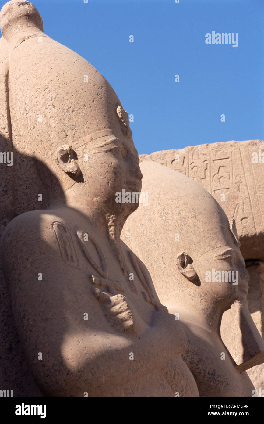 Statues of pharaohs in the Temple of Amun (Amon), Temple of Karnak, Thebes, UNESCO World Heritage Site, Egypt, North Africa Stock Photo