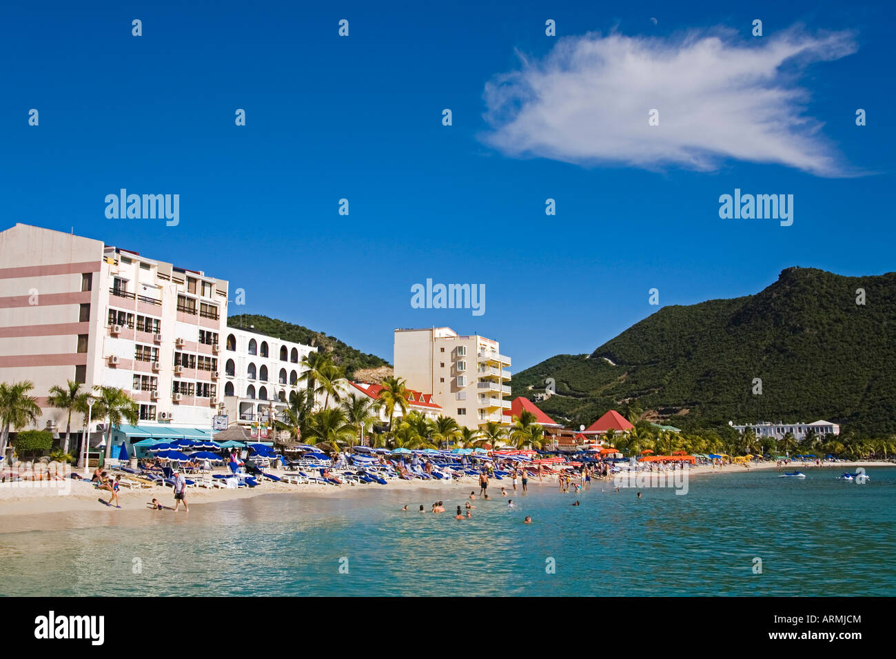 Great Bay Beach, Philipsburg, St. Maarten, Netherlands Antilles, West ...