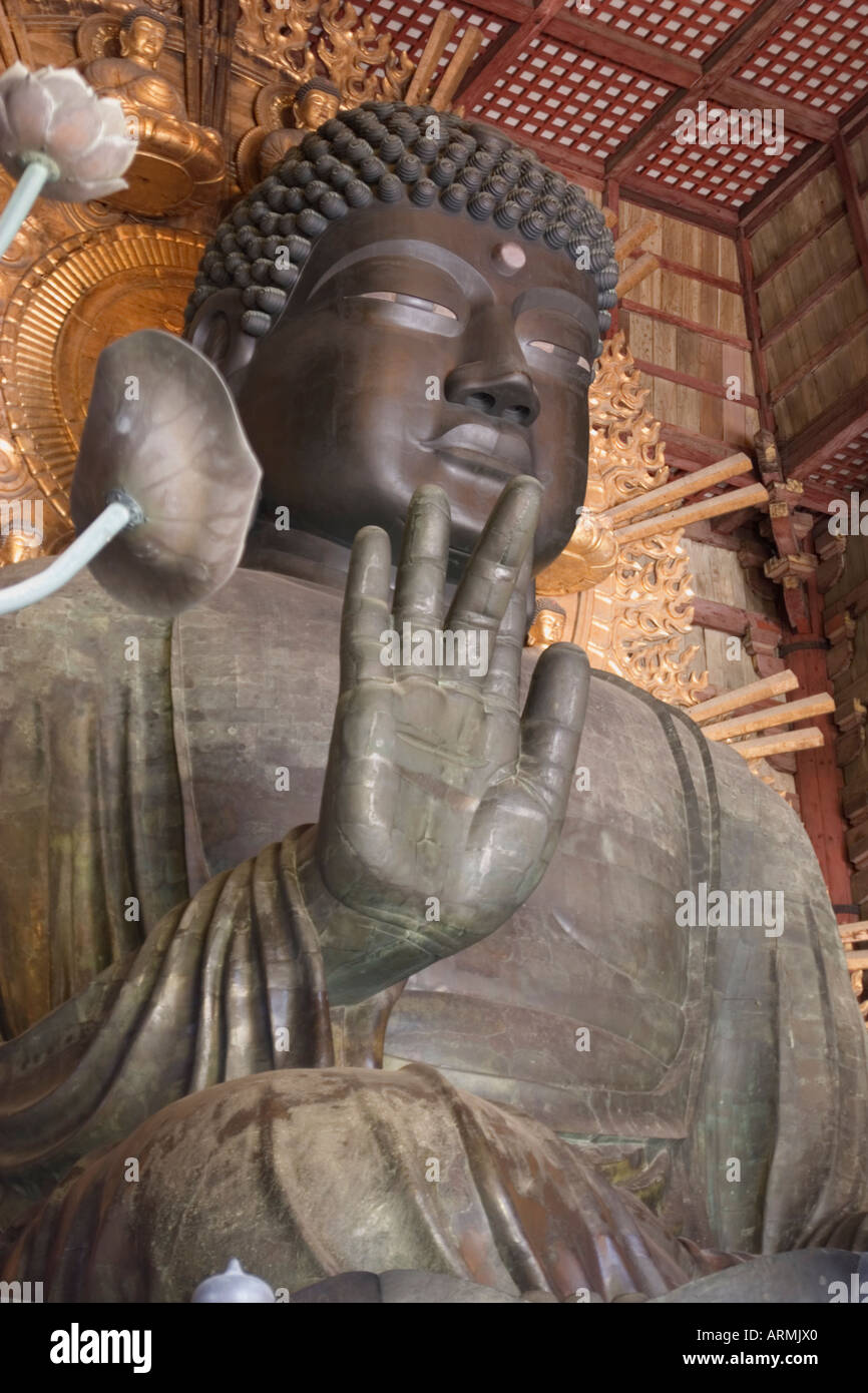 A statue of the Great Buddha Vairocana inside the Daibutsuden Great