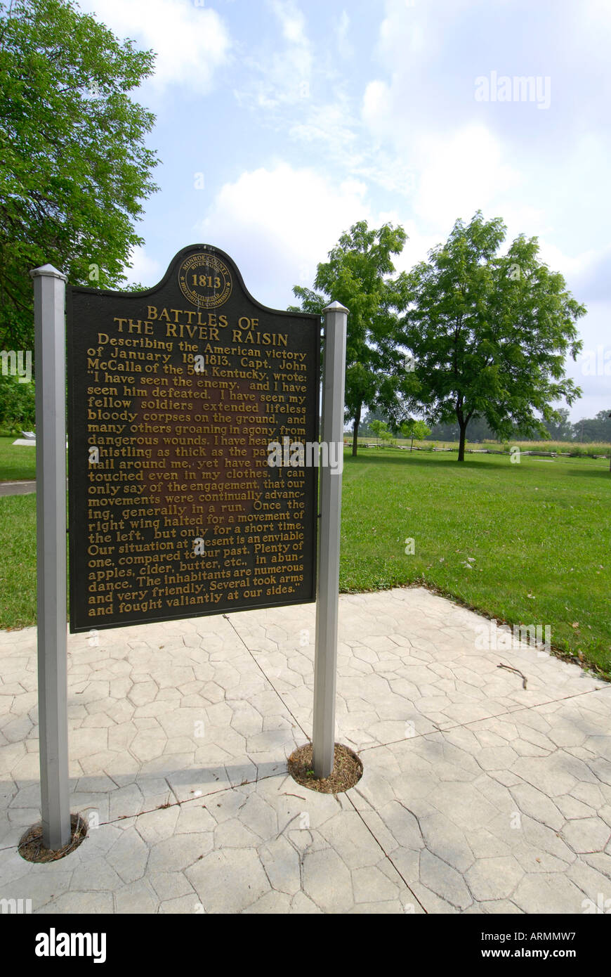 Historic battle site of the Battles of the River Raisin at Monroe