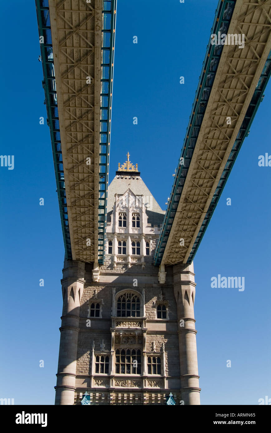 Detail View of London Tower Bridge on the River Thames Stock Photo