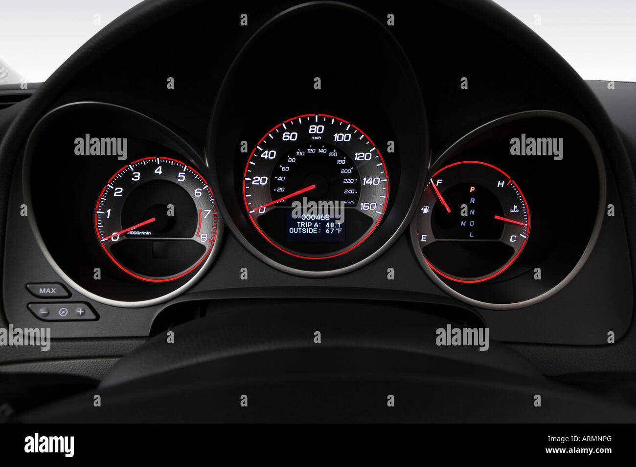 08 Acura Tl Type S In Beige Speedometer Tachometer Stock Photo Alamy