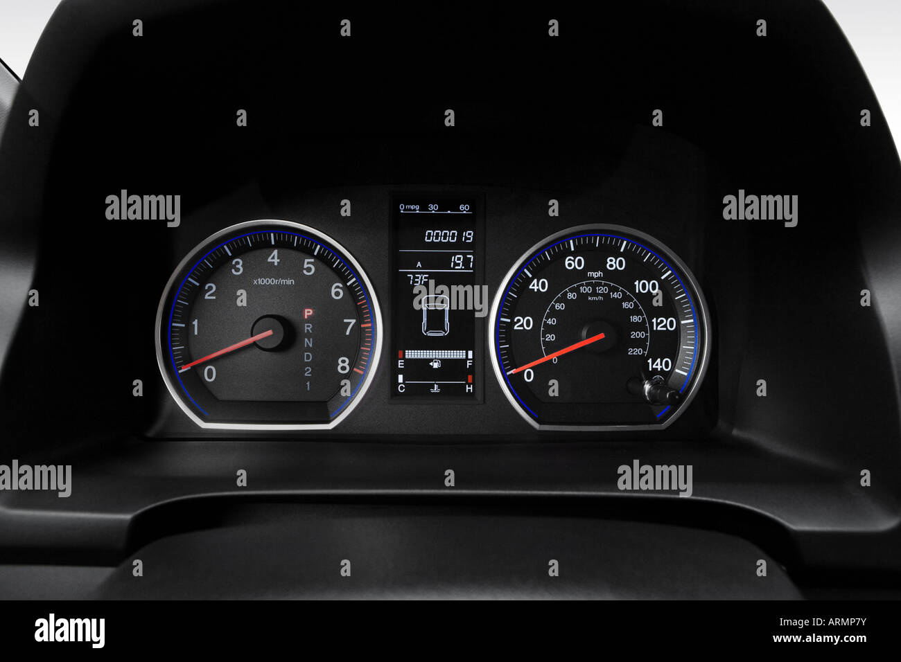 2008 Honda CR-V EX in Blue - Speedometer/tachometer Stock Photo 