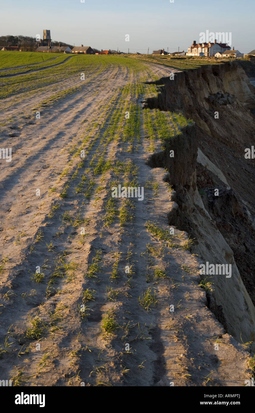 Eroding Cliffs Happisburgh Norfolk UK Winter Stock Photo