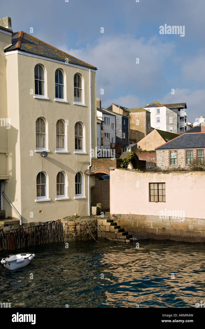 Falmouth, Cornwall, UK. Waterfront houses Stock Photo Alamy