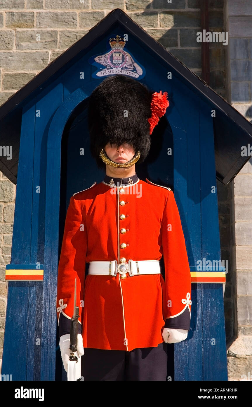 Honour guard in red uniform at the Citadelle of Quebec City, Quebec, Canada. Stock Photo
