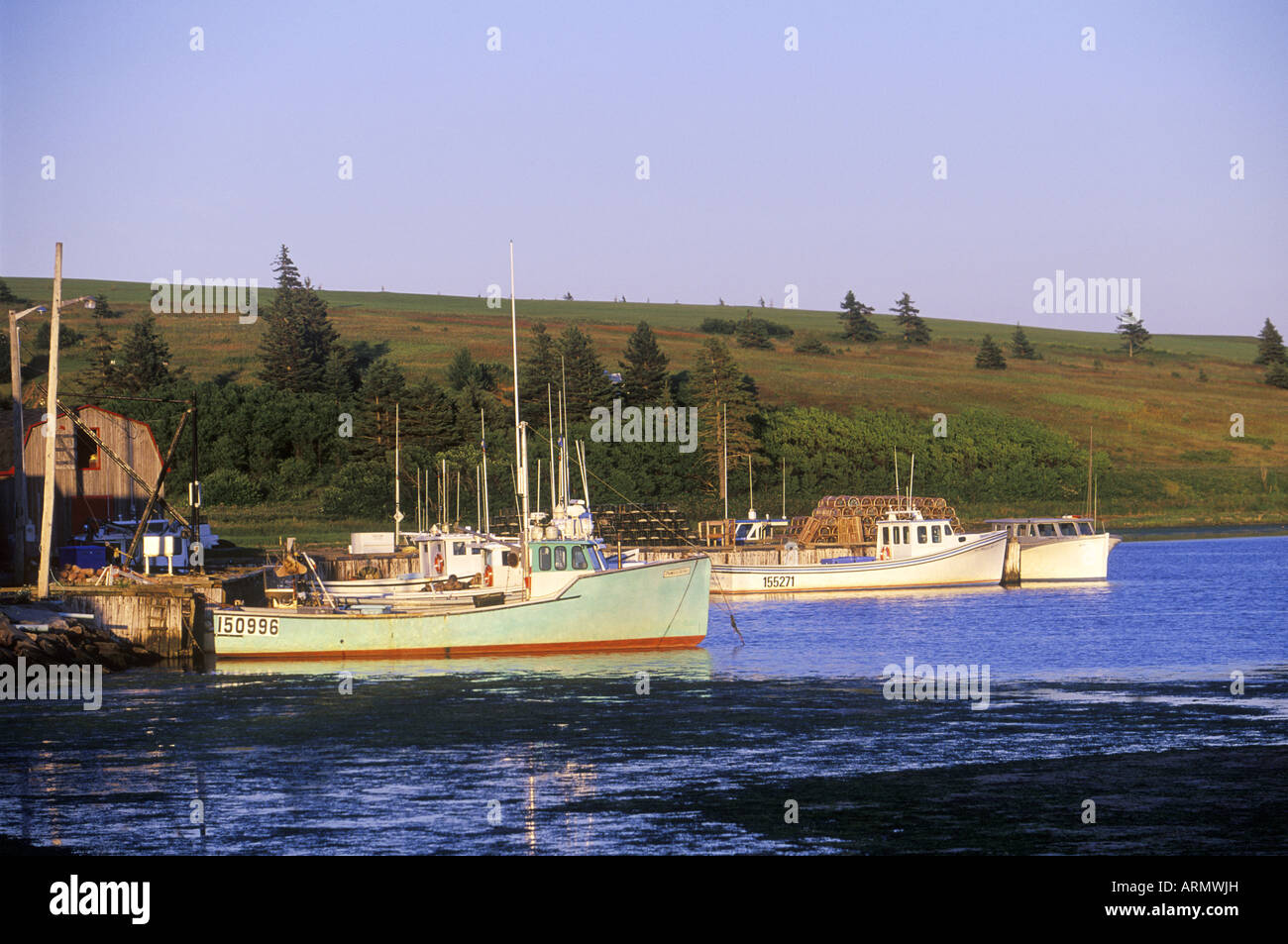 French River lobster boats, Prince Edward Island, Canada Stock Photo