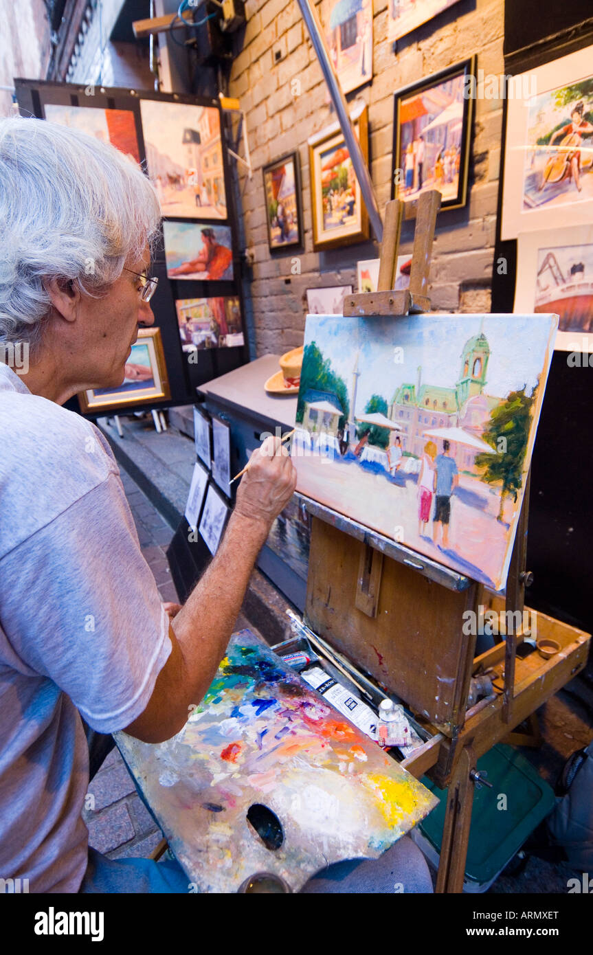Artists painting in Old Montreal, Quebec, Canada Stock Photo Alamy
