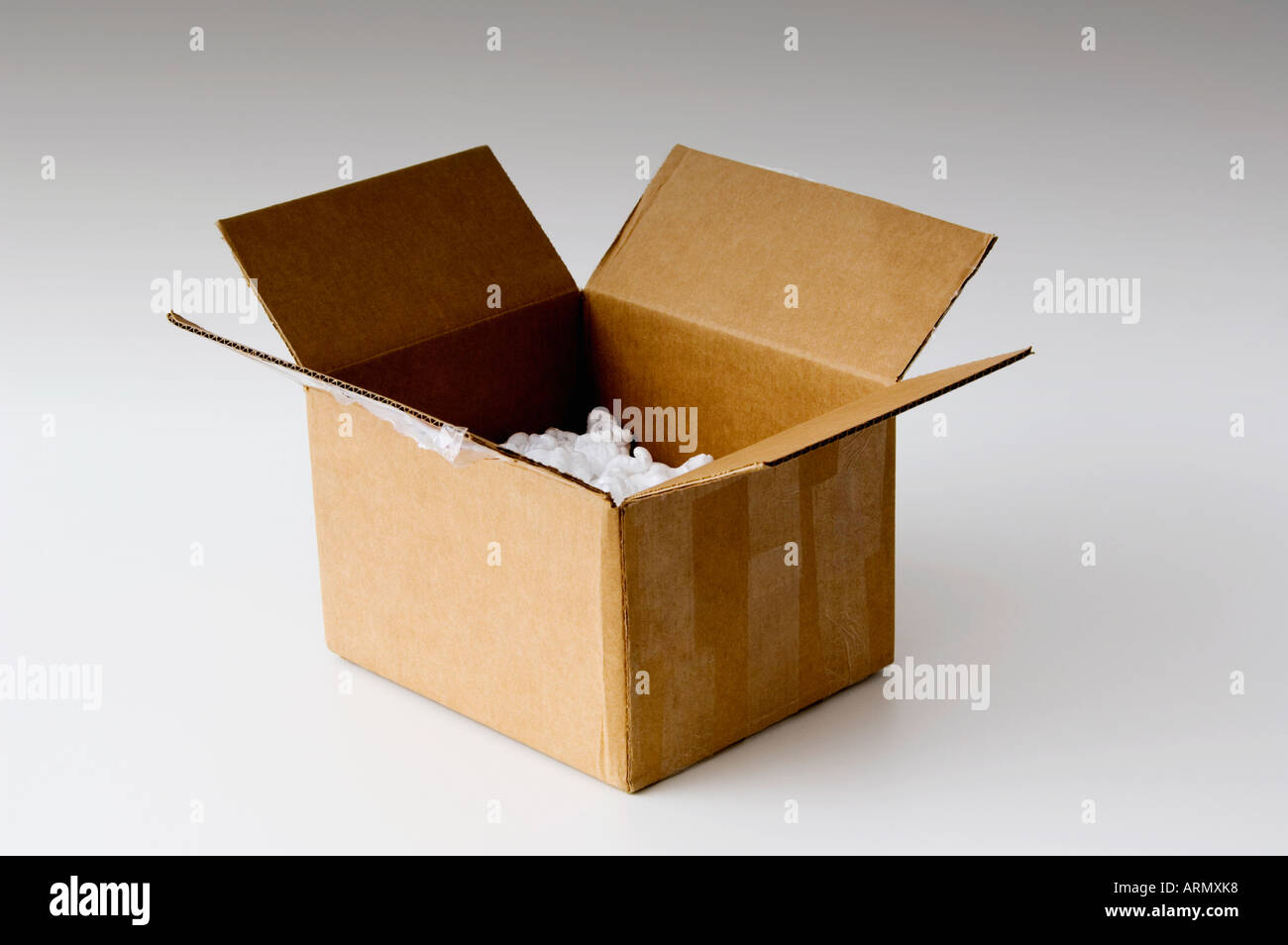 Packing box with styrofoam packaging Stock Photo