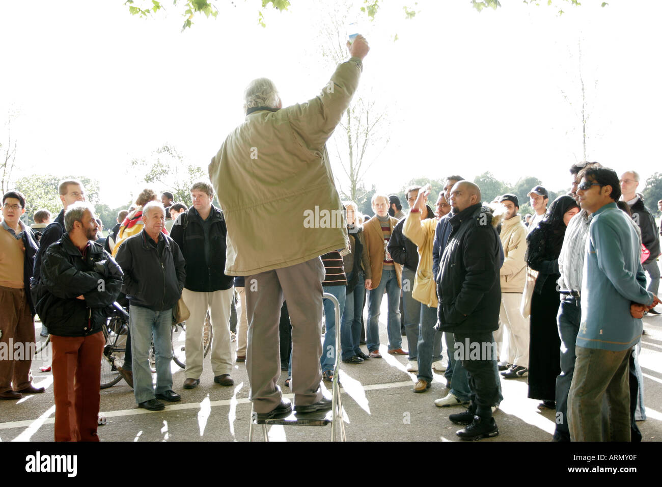 Christian speaker at Speakers Corner Hyde Park London UK Stock Photo