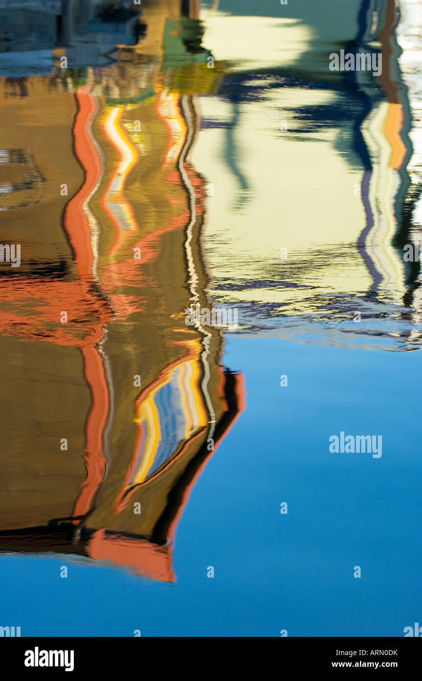 Reflection of float homes at Fisherman's Wharf, Victoria, Vancouver Island, British Columbia, Canada. Stock Photo