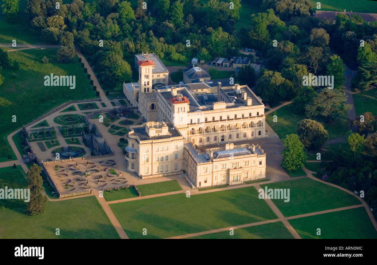 Aerial view of  Osborne House. East Cowes. Isle of Wight. UK. Stock Photo
