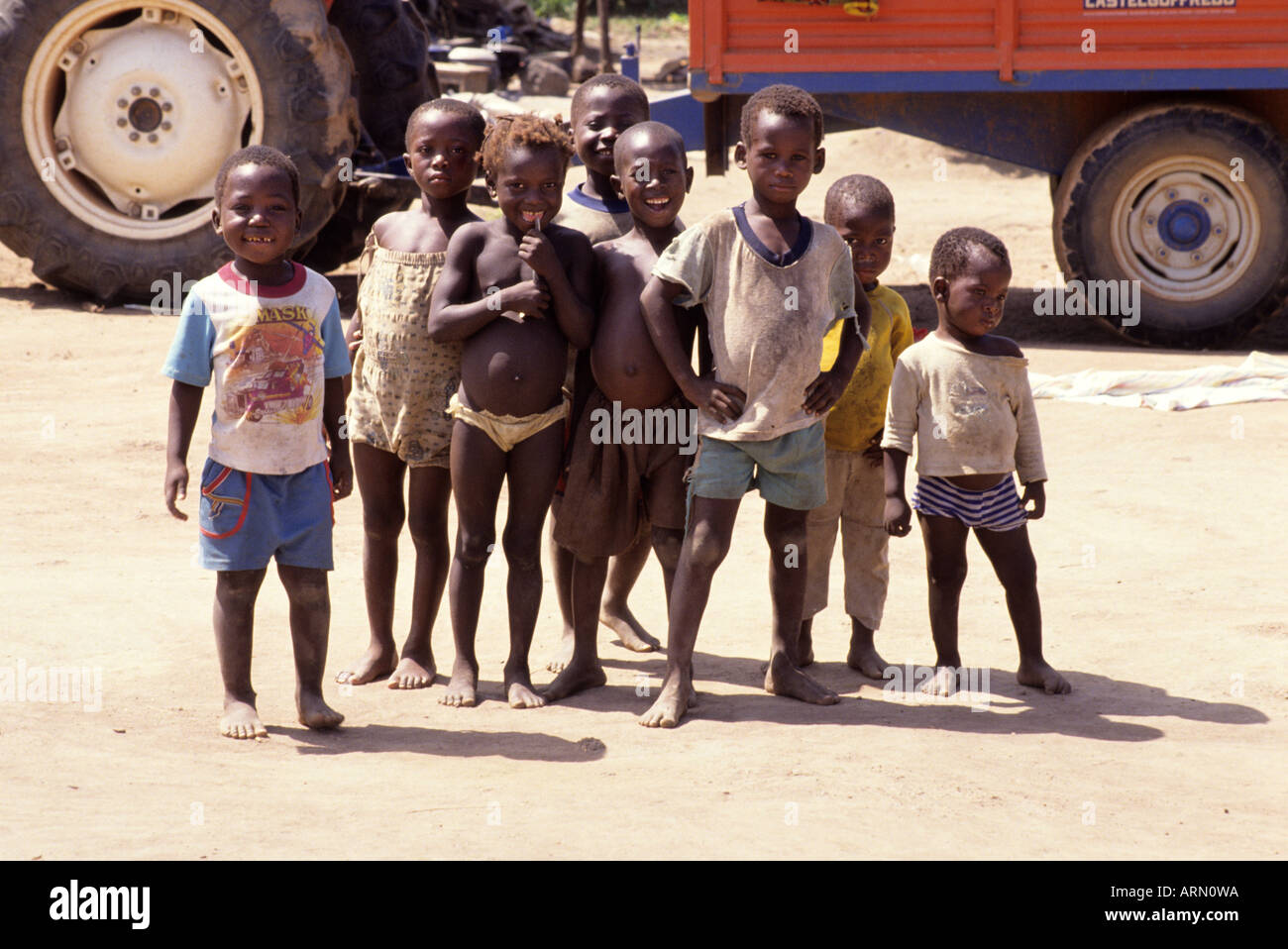 Odienne, Ivory Coast, Cote d'Ivoire, West Africa. Children in a Projet Soya Village, a development project. Stock Photo