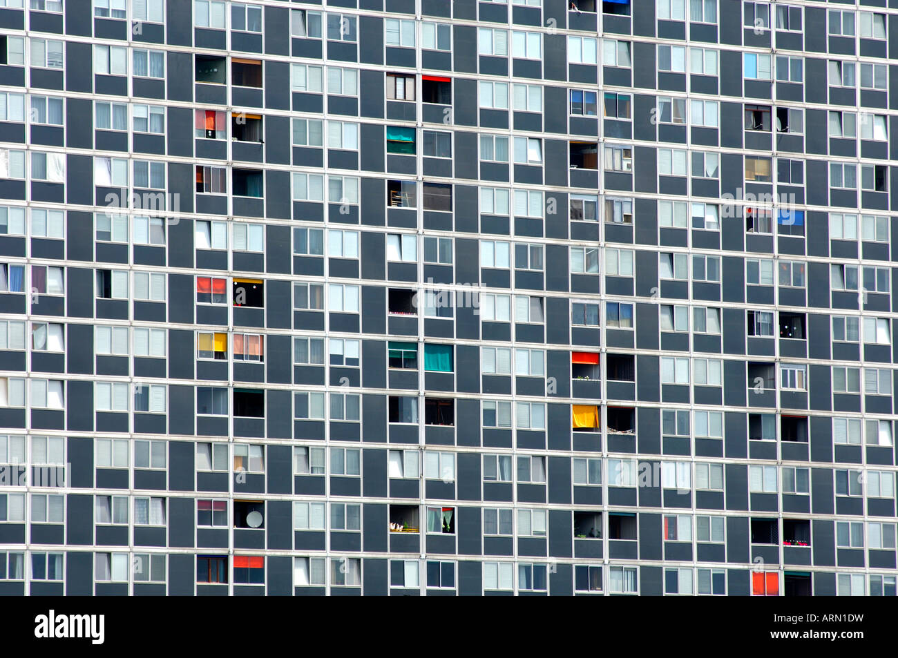 Social housing scheme windows Cité du Lignon Vernier Switzerland Stock Photo