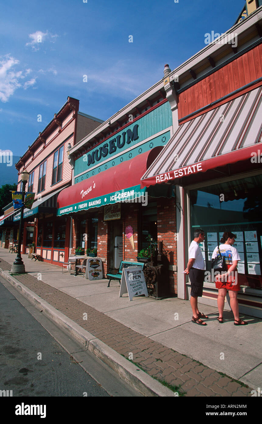 Kaslo storefronts, Kootenays, British Columbia, Canada. Stock Photo