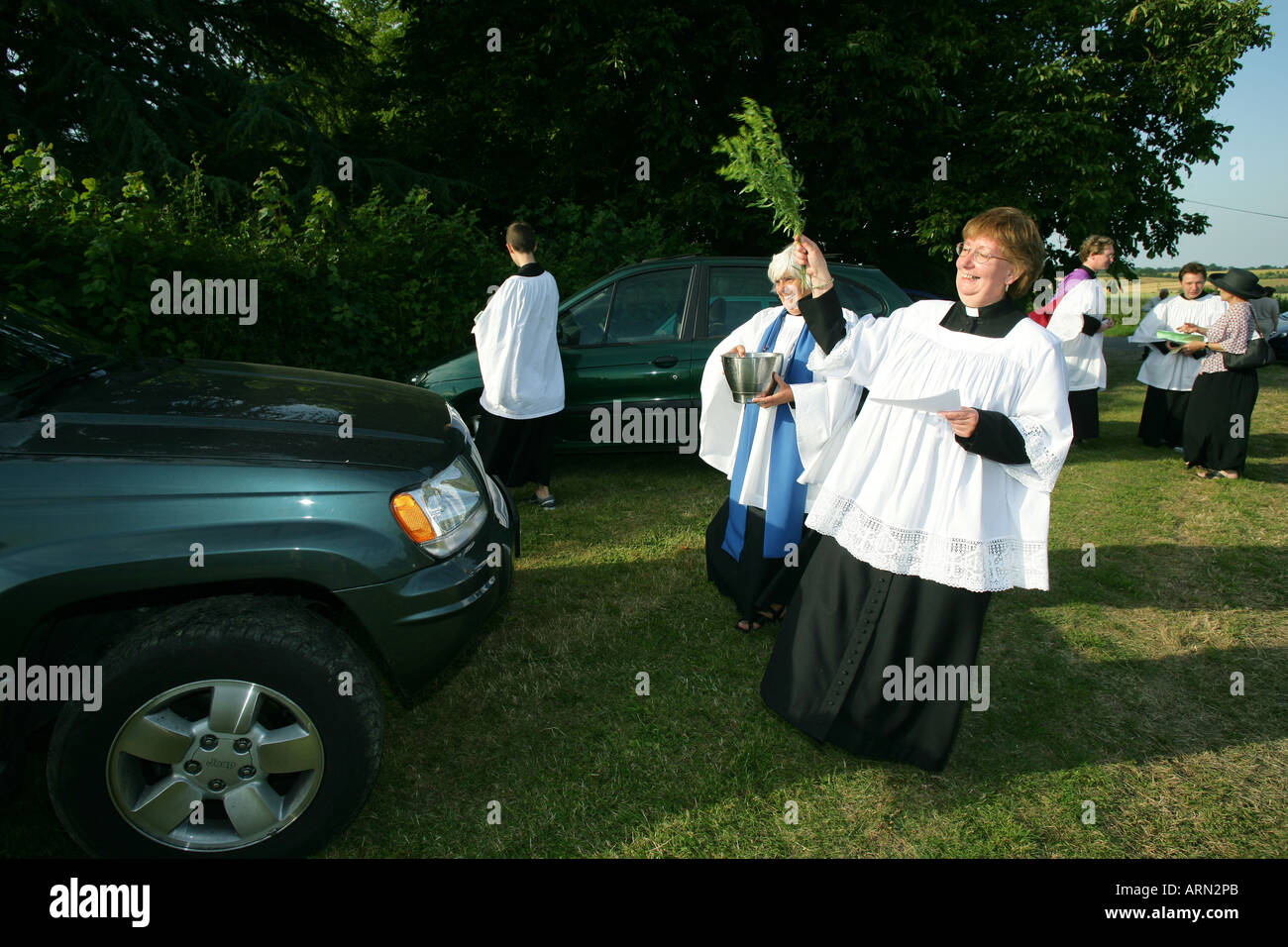Car blessing, All Saints Church, Wickham St Paul's, Essex, England, UK