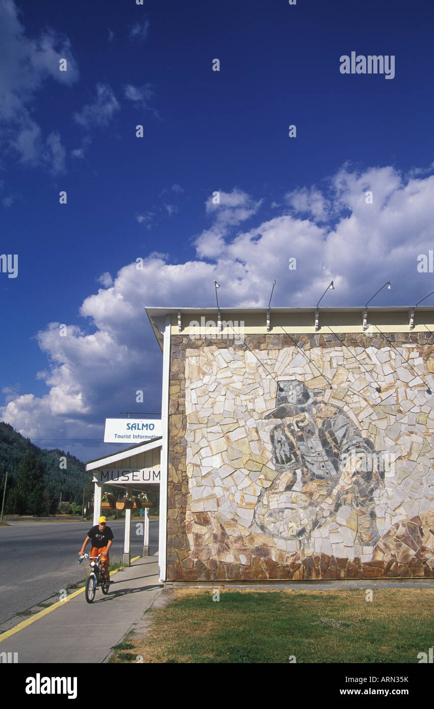 Inlaid rock murals characteristic of that town, Salmo, British Columbia, Canada. Stock Photo
