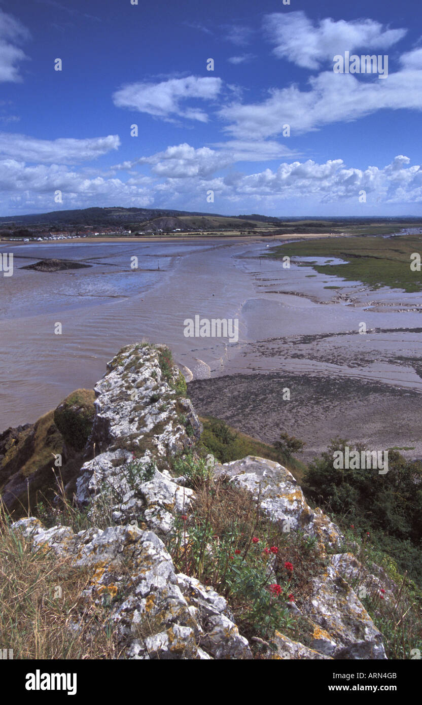 Mouth of the river Axe Weston Bay from Brean Down Severn Estuary protected area North Somerset England Stock Photo