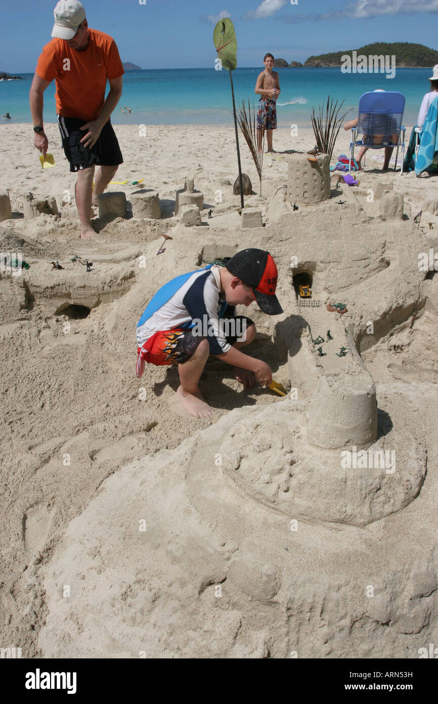 Cinnamon Bay sand castle St John beach Stock Photo Alamy
