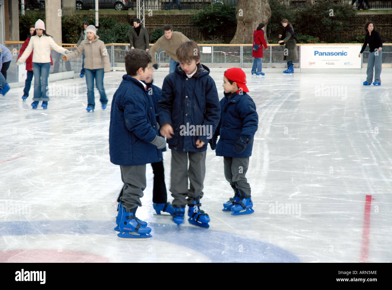 Ice Skating at Natural History Museum; South Kensington; London Stock