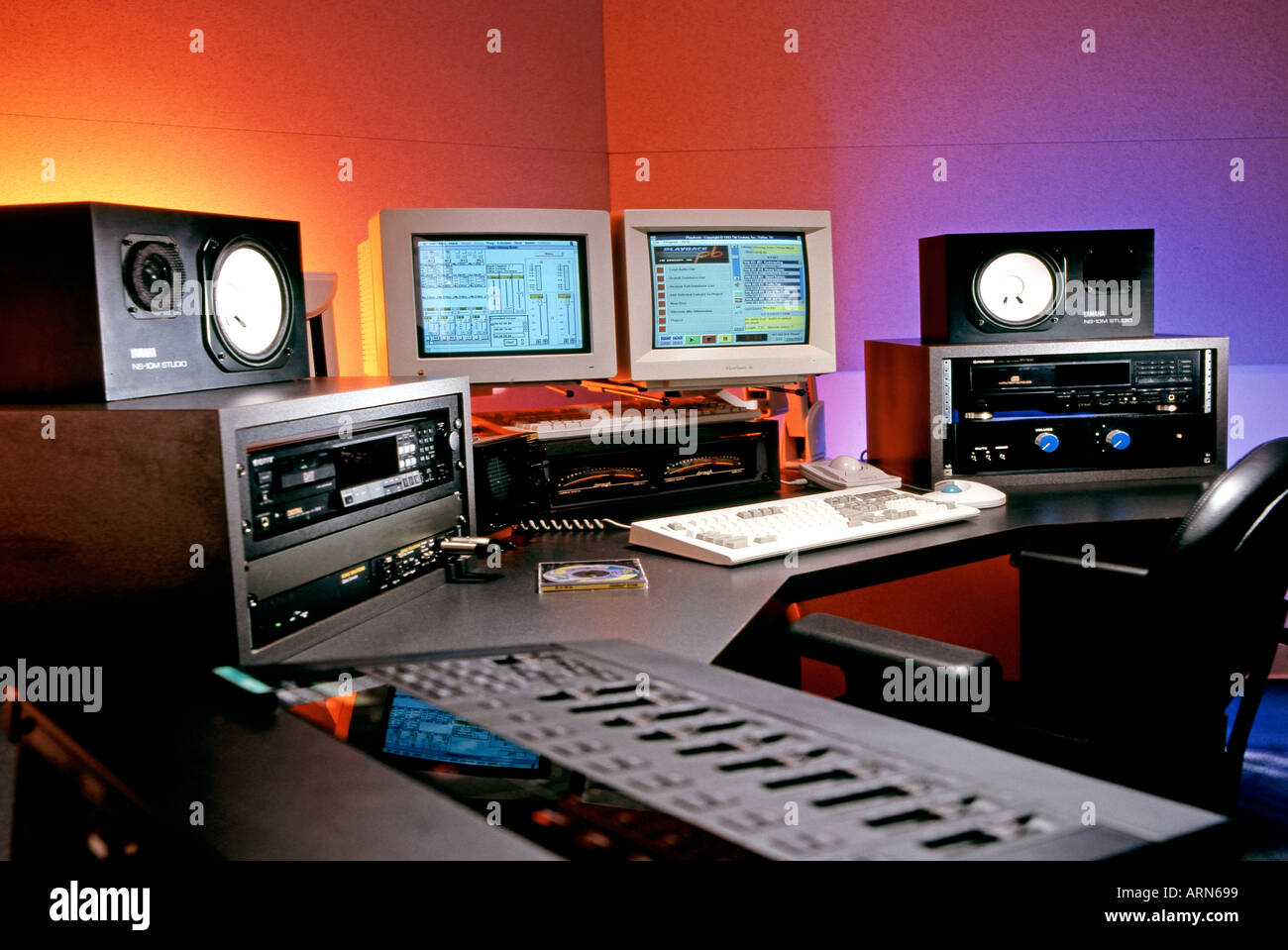 Music editing suite computers Stock Photo Alamy