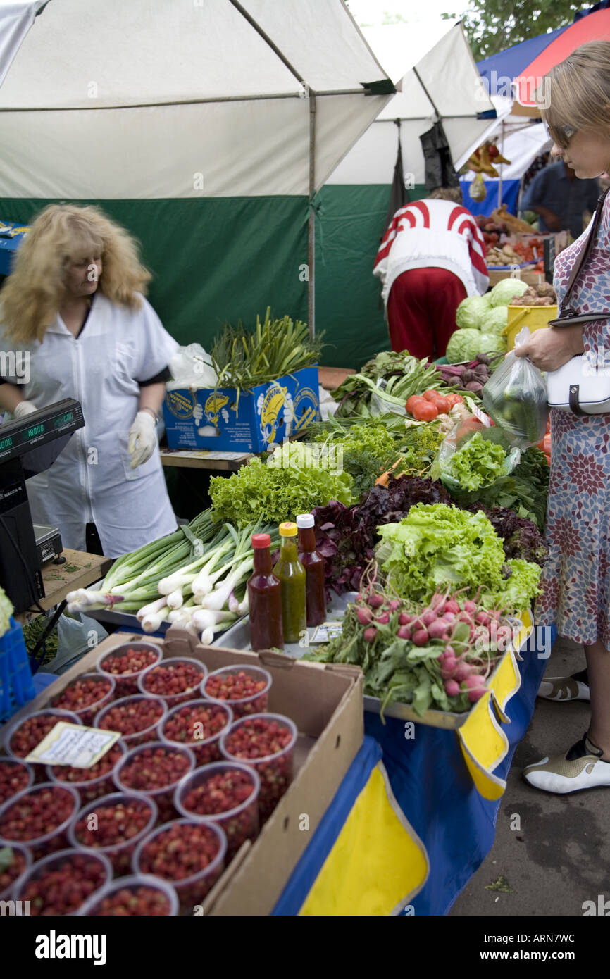 Market selling fruit and vegetables Moscow Russia Eastern Europe Stock ...