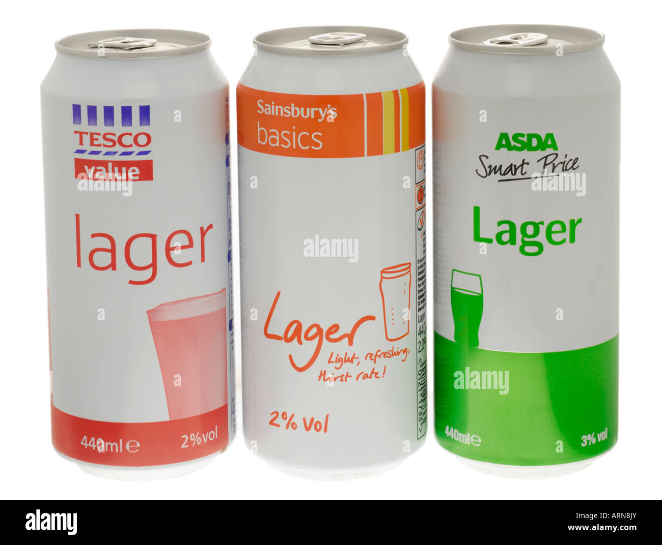Cans of Cheap Supermarket Lager Stock Photo