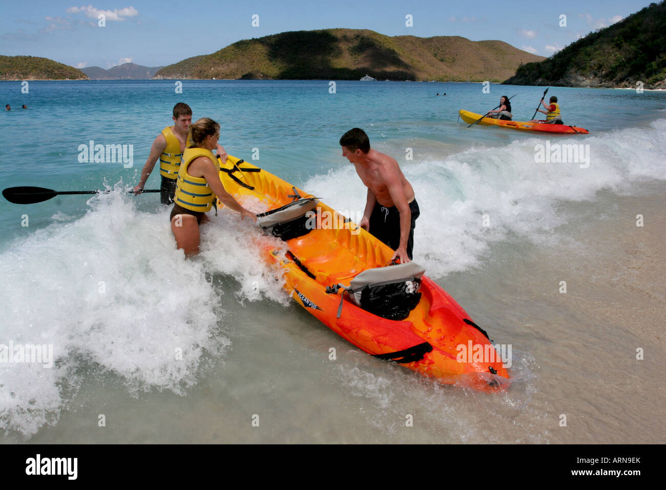 Cinnamon Bay St John beach kayak Stock Photo Alamy