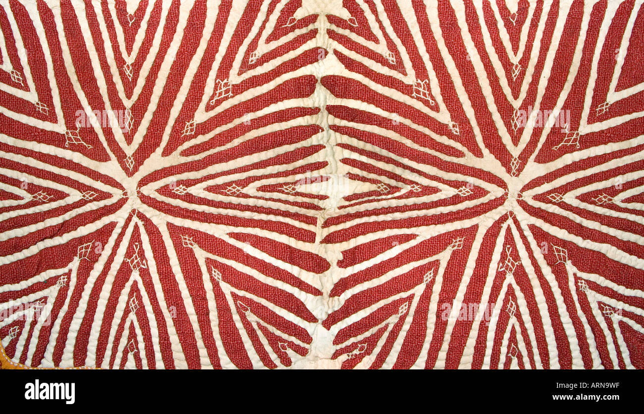 Embroidered Banjara fabric with geometric star shaped patterning India Stock Photo