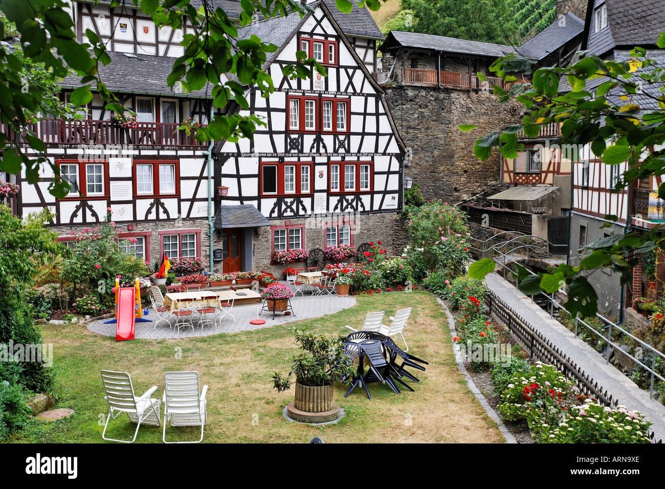 A guesthouse in the Malerwinkel, Bacharach on the Rhine, Rheinland-Pfalz, Germany Stock Photo