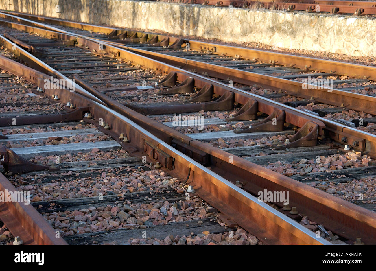 Railway lines in Parthenay Stock Photo