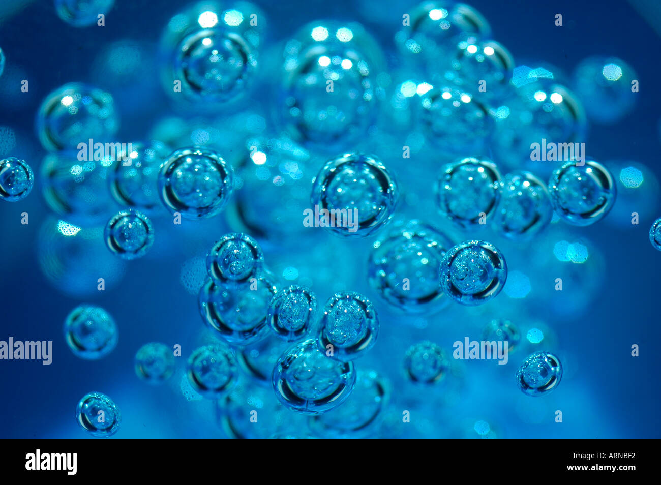 Bubbles in Pantone Classic Blue background Stock Photo