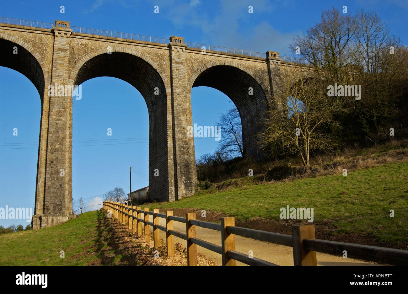 Railway viaduct in Parthenay, France Stock Photo