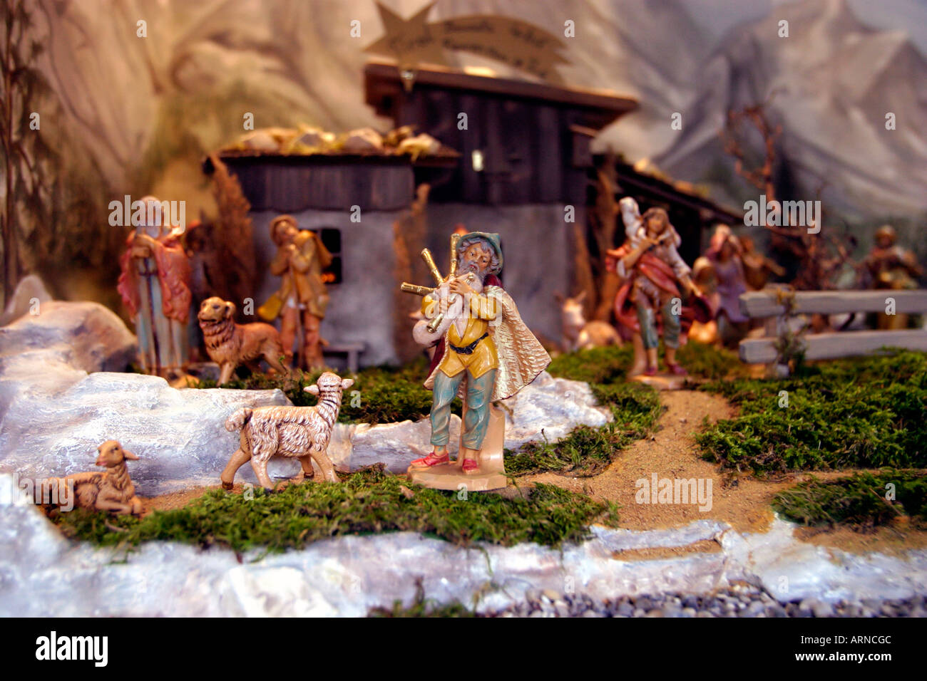 A nativity scene with several figures Stock Photo Alamy
