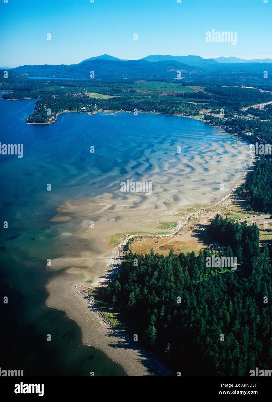 Aerial view of Rathtrevor Beach provincial park, Parksville, Vancouver