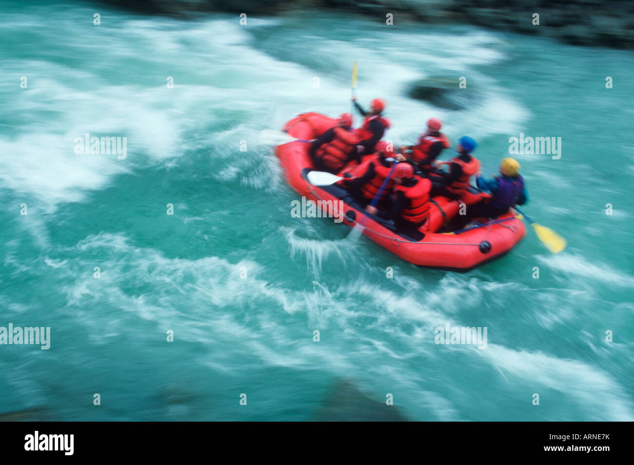 Green River white water rafters, Whistler Area, British Columbia, Canada. Stock Photo