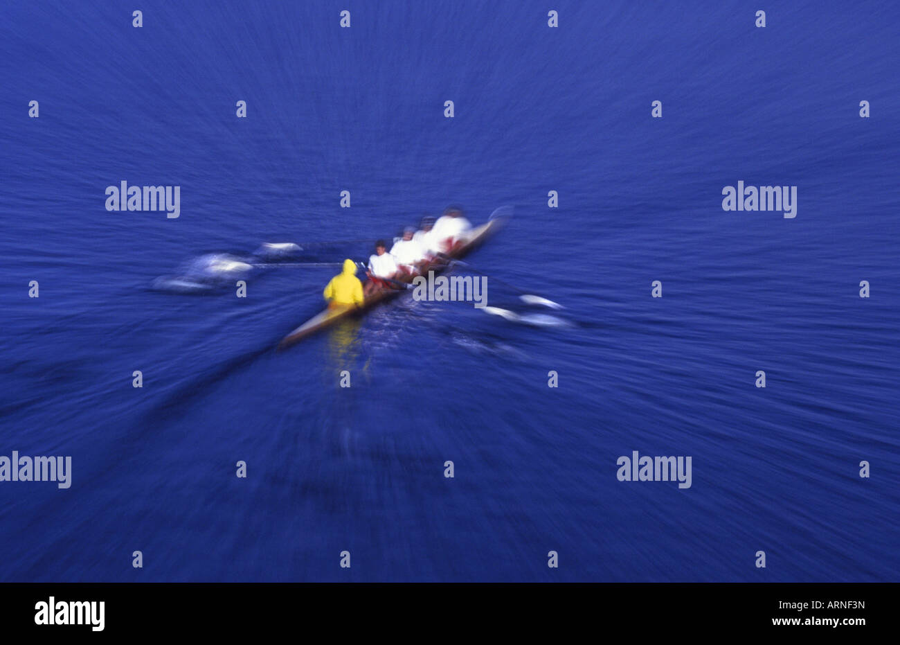 Rowing - team with optical zoom effect, British Columbia, Canada. Stock Photo