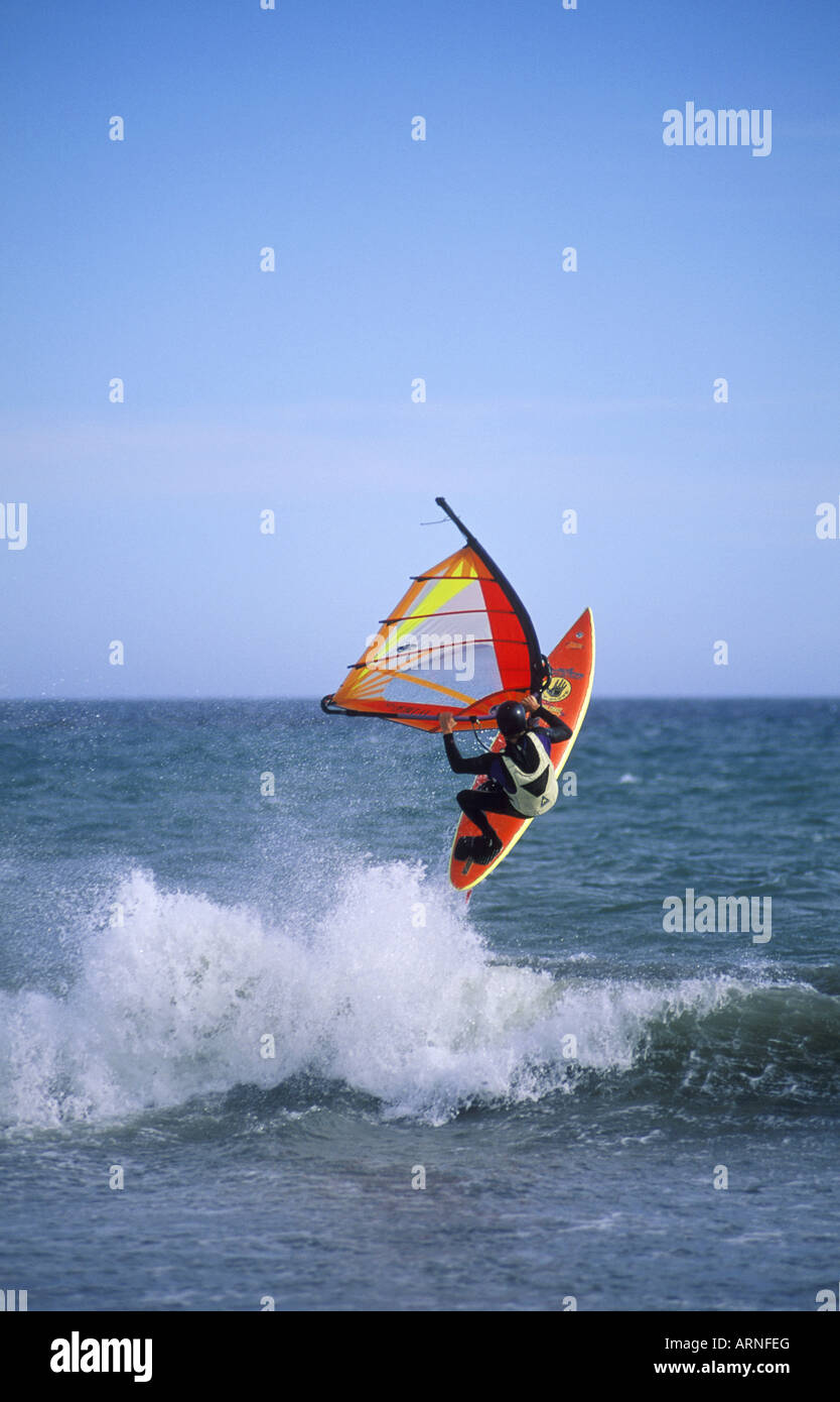 Victoria waterfront Windsurfer jumps off a wave, Vancouver Island
