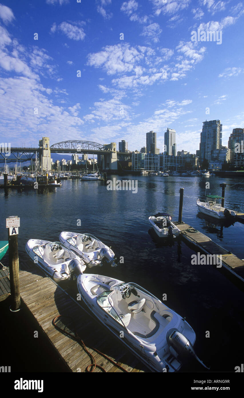 False creek with rental boats, Burrard Bridge in distance, Vancouver