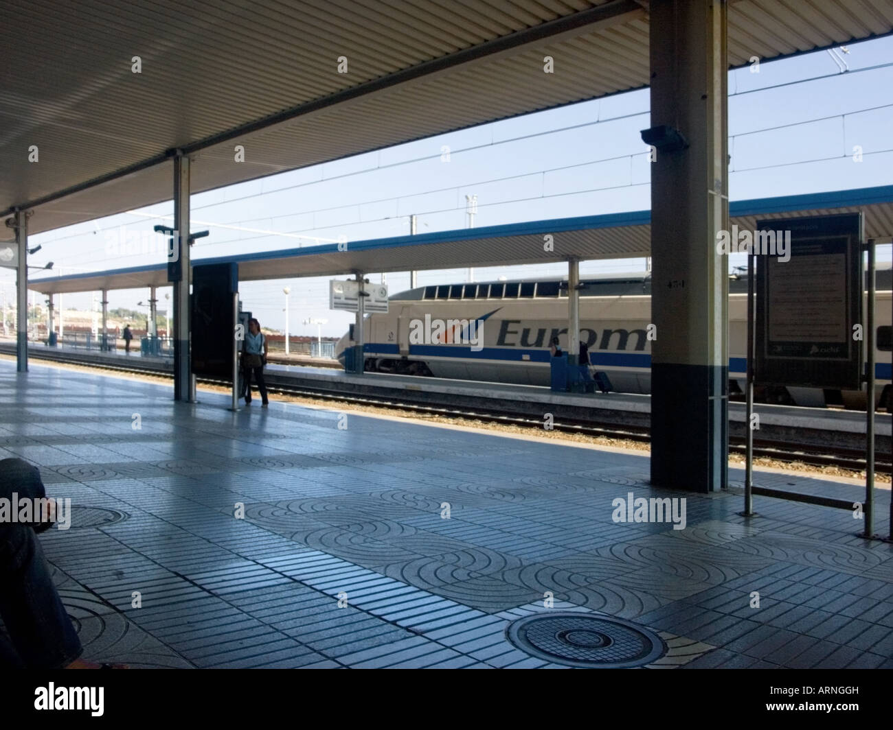 Tarragona Railway Station With Euromed Train Catalonia Spain Stock 