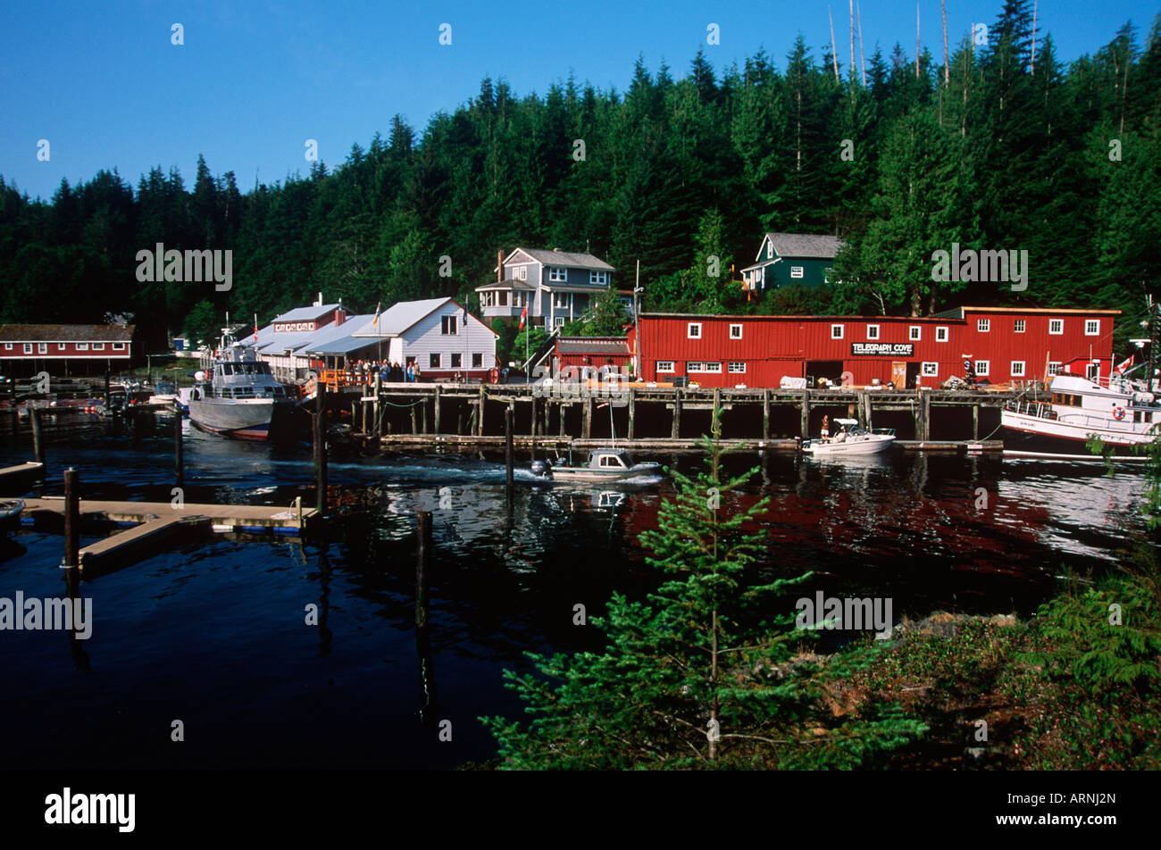 Telegraph Cove - boardwalk village on north island, Vancouver Island, British Columbia, Canada. Stock Photo