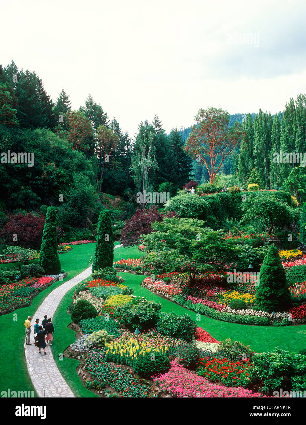 Butchart Gardens, sunken gardens, Victoria, Vancouver Island, British Columbia, Canada. Stock Photo