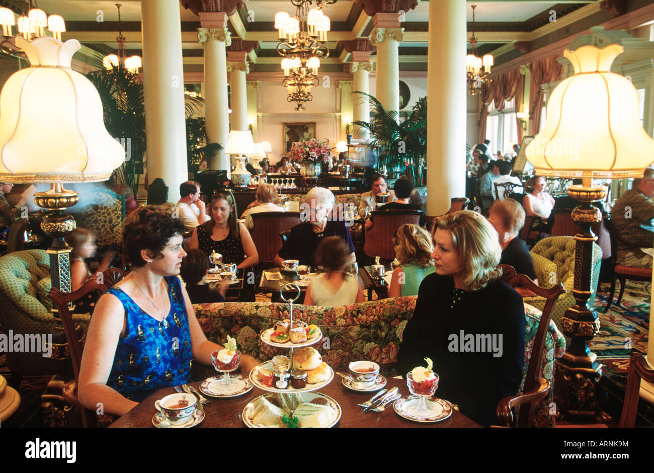 two women having tea at the Empress Hotel, Victoria, Vancouver Island